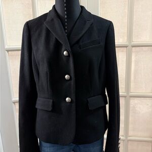 Boden Wool Blend Black Blazer with Silver Buttons